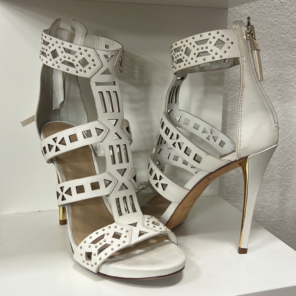 Marciano all white and gold heels